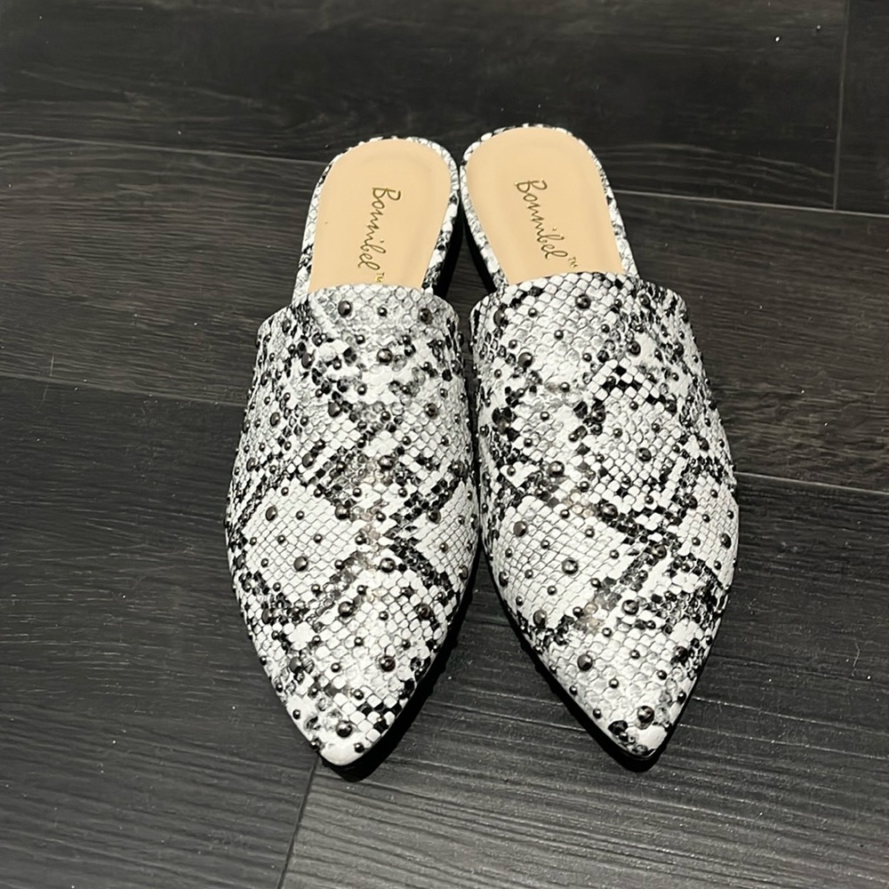 Snake print mules